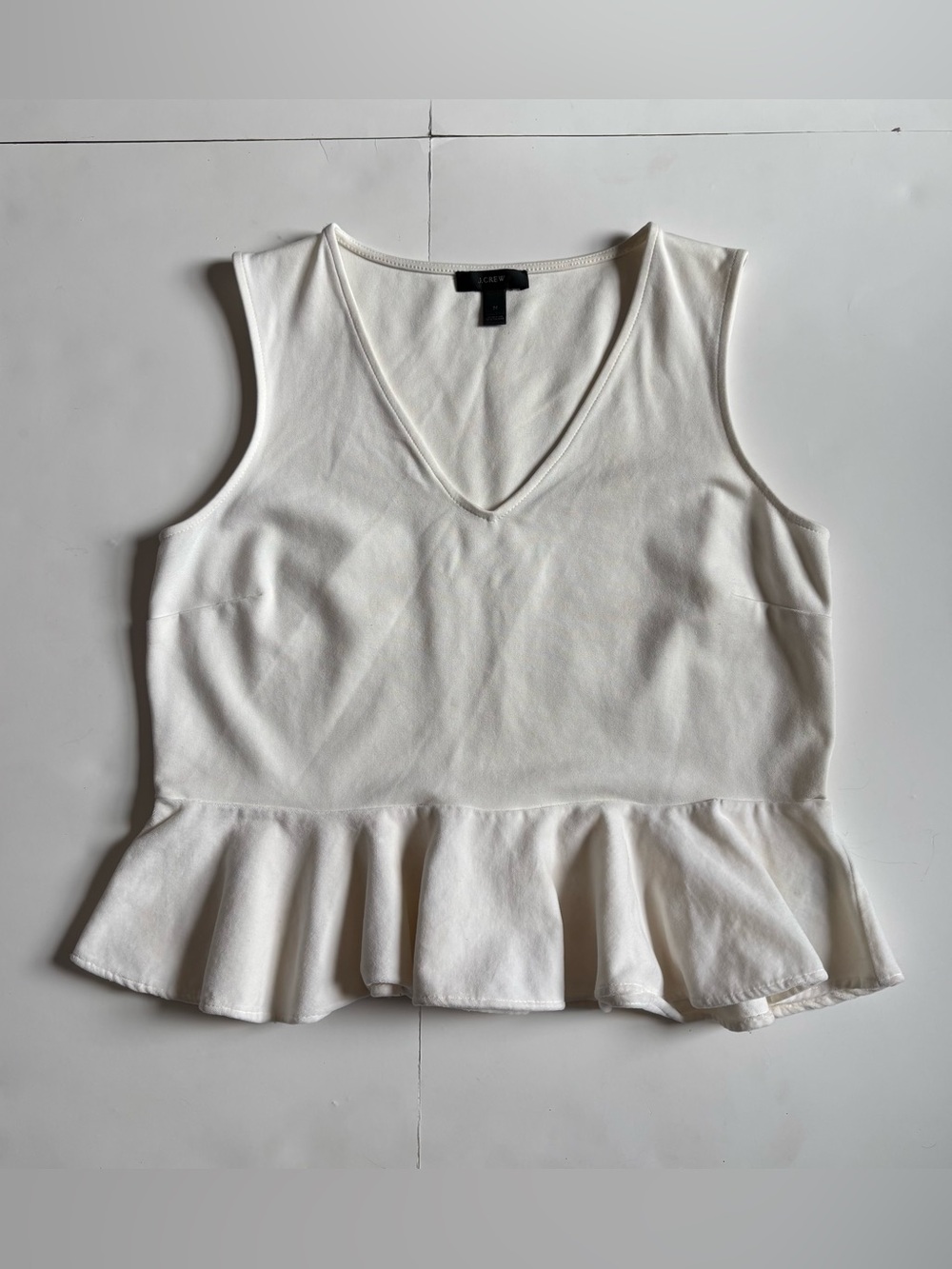 J. Crew Cream V-Neck Peplum Tank New with Flaws